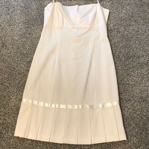 White Strapless Dress w/ Satin Ribbon Ruffle Hem